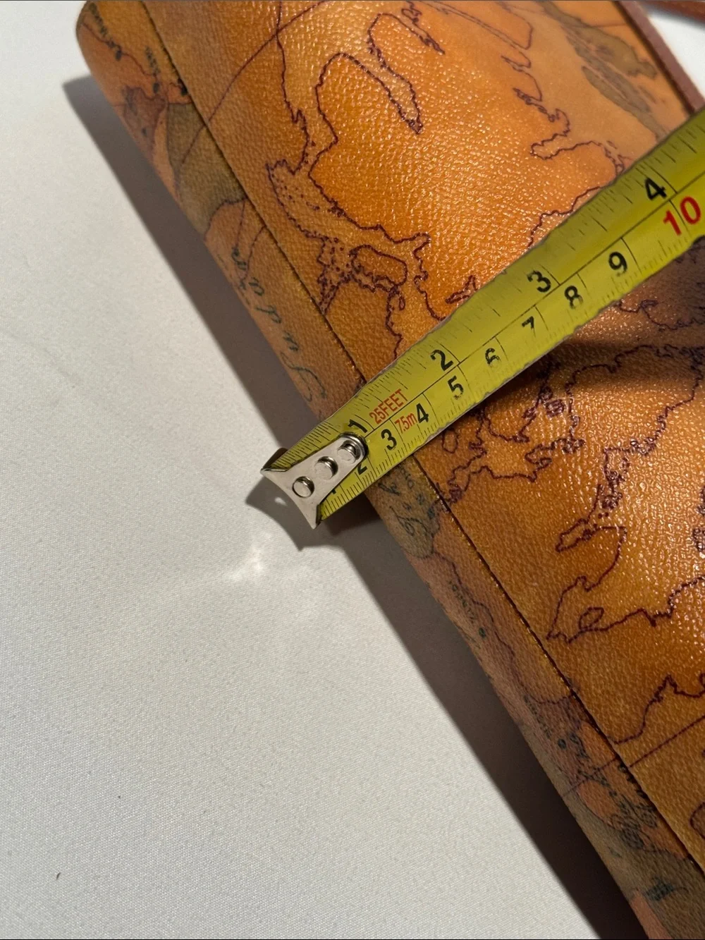 Alviero Martini Brown Map-Print Leather Messenger Bag